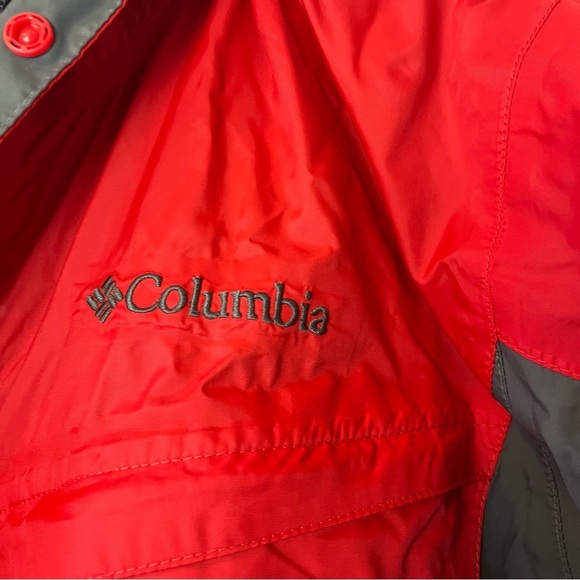 Columbia Men's Red Hooded Zip Us Rain Jacket Wind Breaker Small - Picture 7 of 10